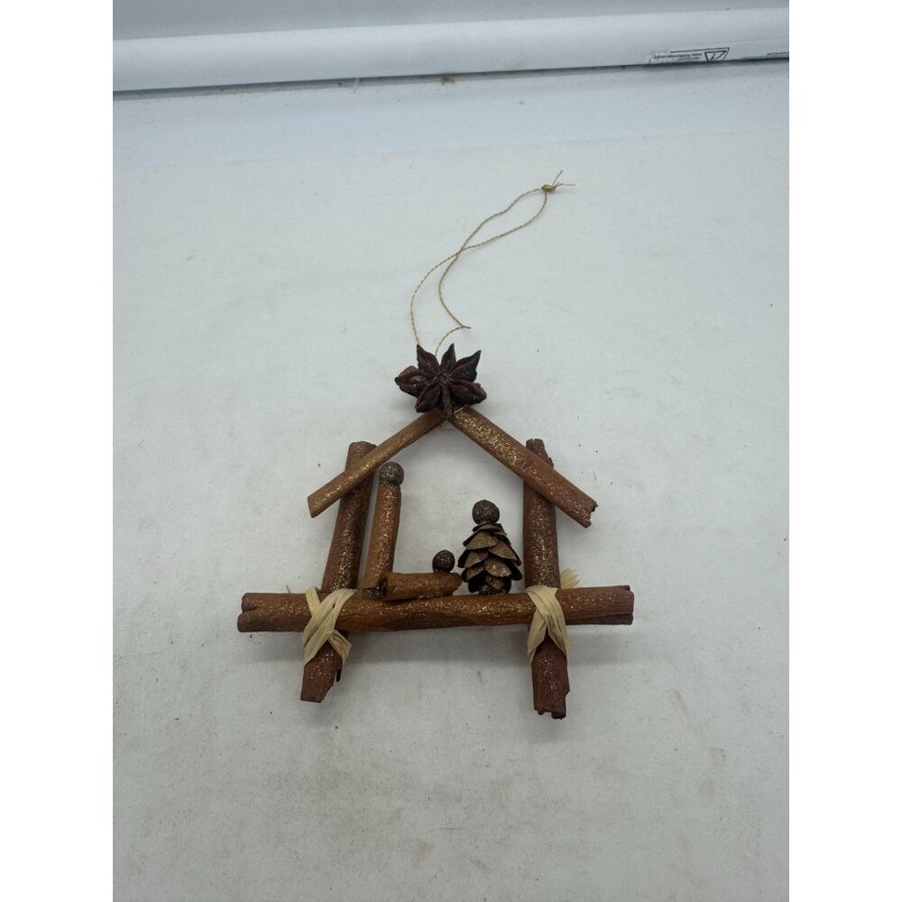 Handmade Cinnamon Stick Nativity Scene Christmas Ornament